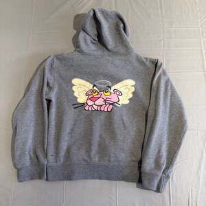 Pink Panther Zip Hoodie Size M Gray Angel Wings